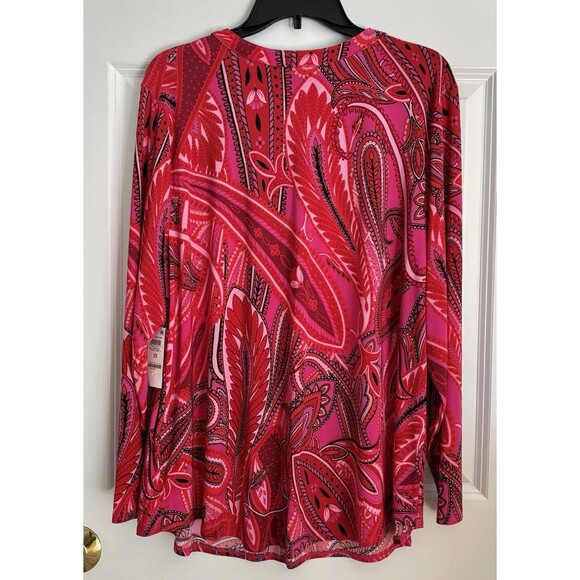 INC International Concepts Tops Paisley Long Sleeve Slit Neck Buttons Pullover - Picture 4 of 7